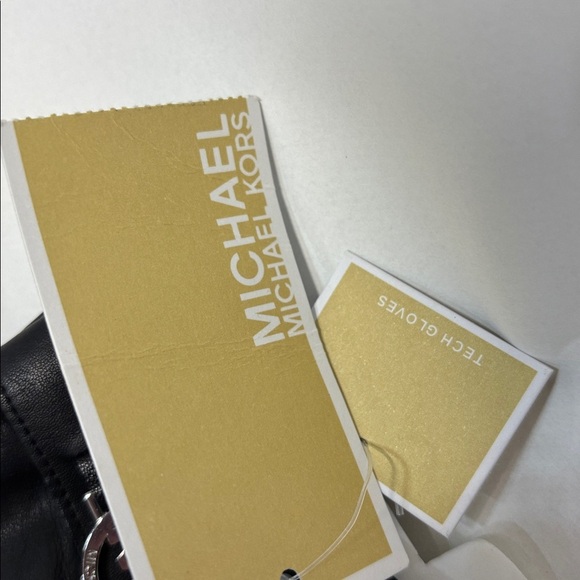 Michael Kors black 
Genuine Leather with Logo Gloves with Touch Tips S - Picture 4 of 10